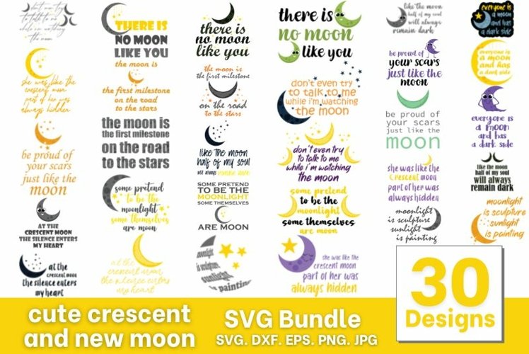 Cute Crescent and New Moon SVG Bundle