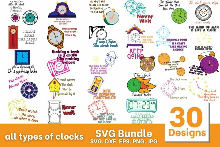 All Types of Clocks SVG Bundle example image 1