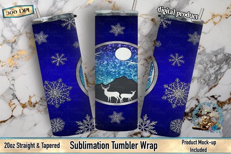 Peek-a-boo Winter Deer Ombre | Sublimation 20oz Tumbler Wrap