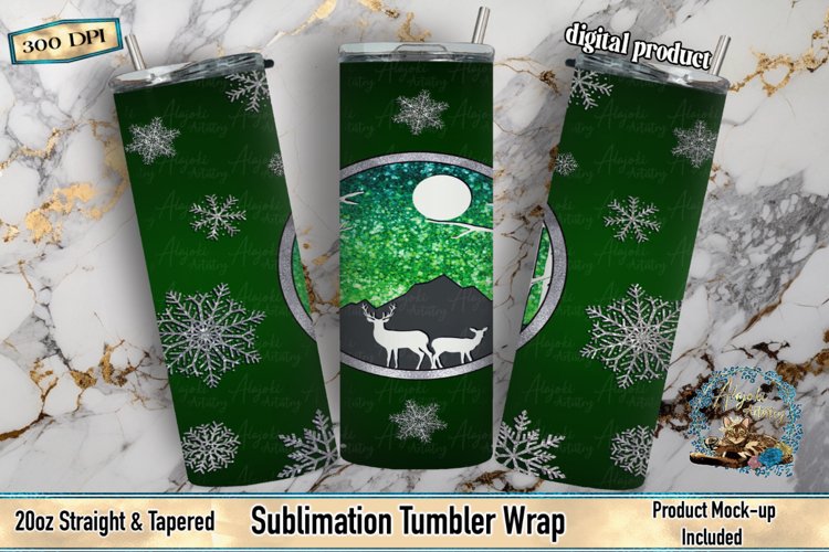 Christmas Snowflake Green | Sublimation Tumbler Wrap