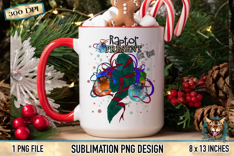 Raptor Christmas Present | Sublimation Design