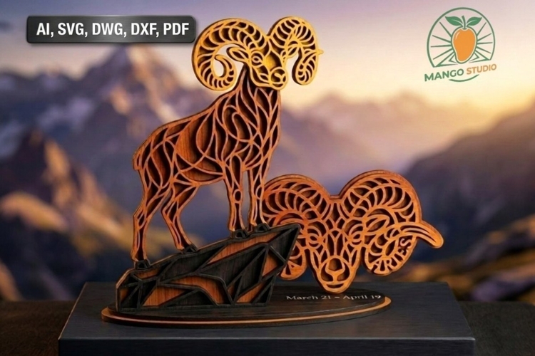 3D Aries Zodiac Stand - 3mm Laser File