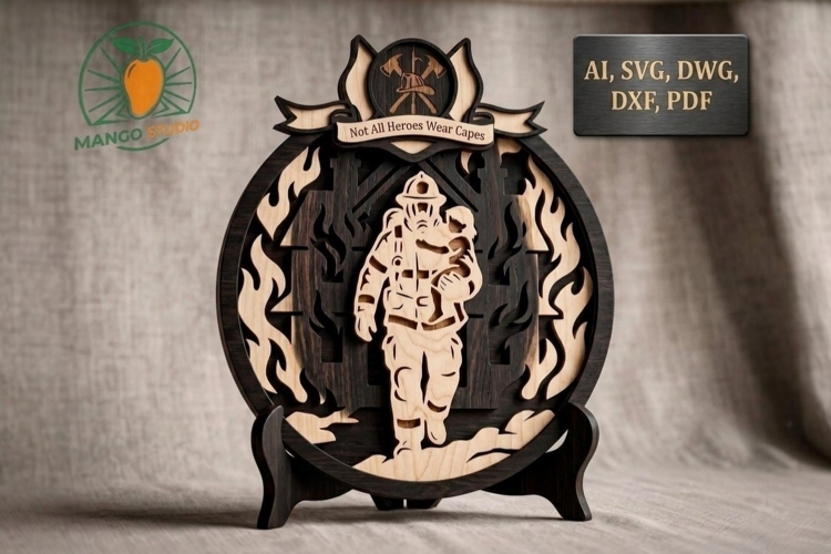 3D Firefighter Fathers Day SVG