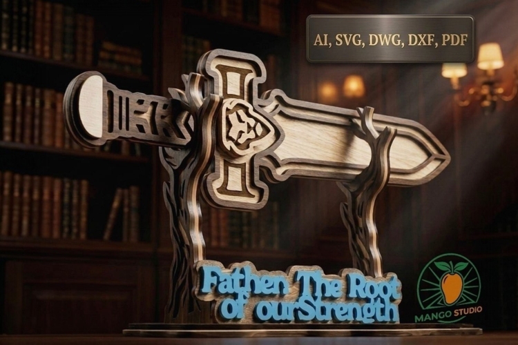 3D Fathers Day Sword Laser Cut File SVG