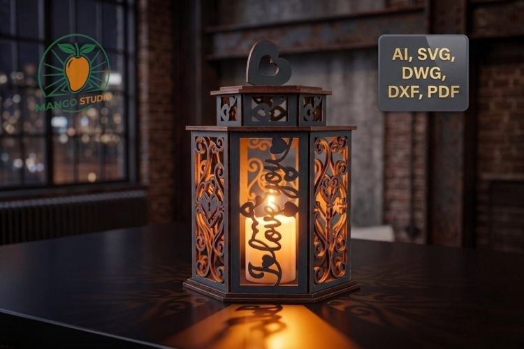3D-Love You Lantern SVG Laser Cut File 3mm example image 1