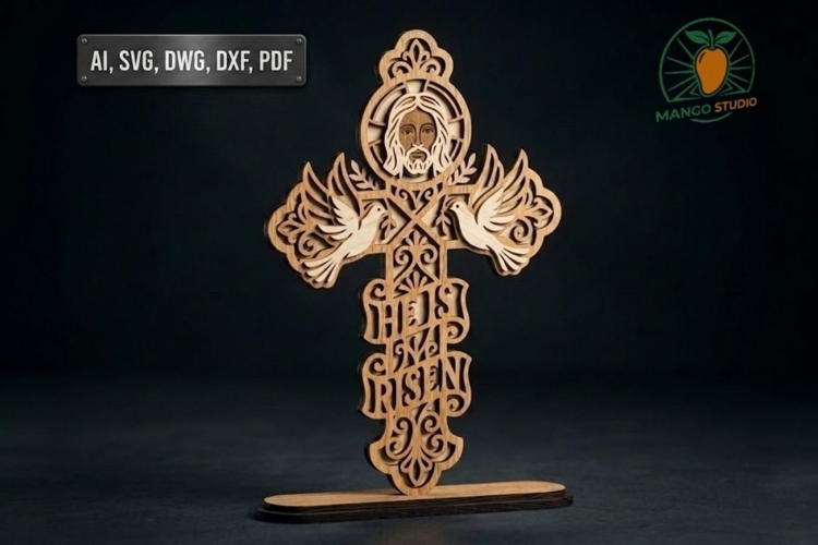 3D He Is Risen Easter Cross 3mm example image 1