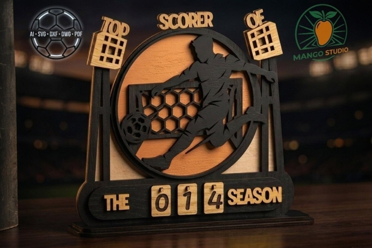 3D Soccer Goal Tracker Layered Laser Cut File