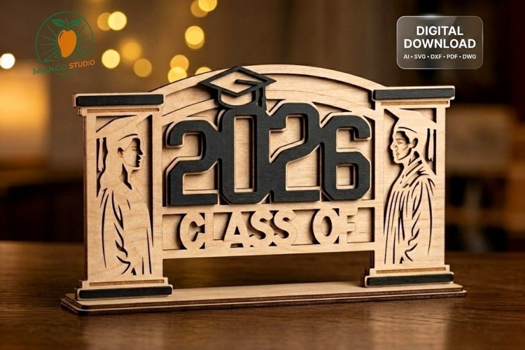 Class of 2026 Graduation Sign SVG Laser Cut example image 1