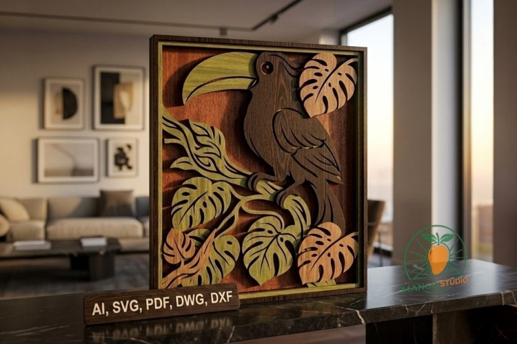 3D Layered Toucan SVG Laser Cut File