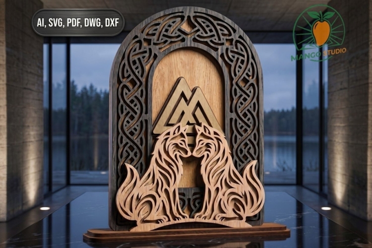3D Viking Wolves Laser Cut File 3mm SVG