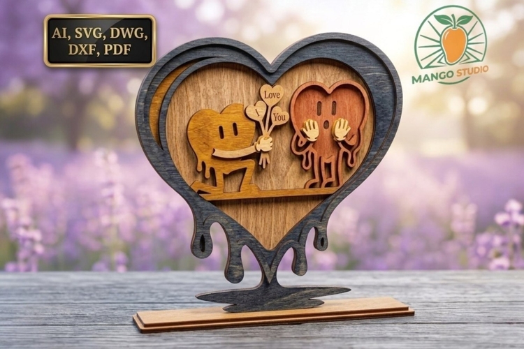 3D Drip Heart SVG Laser Cut File