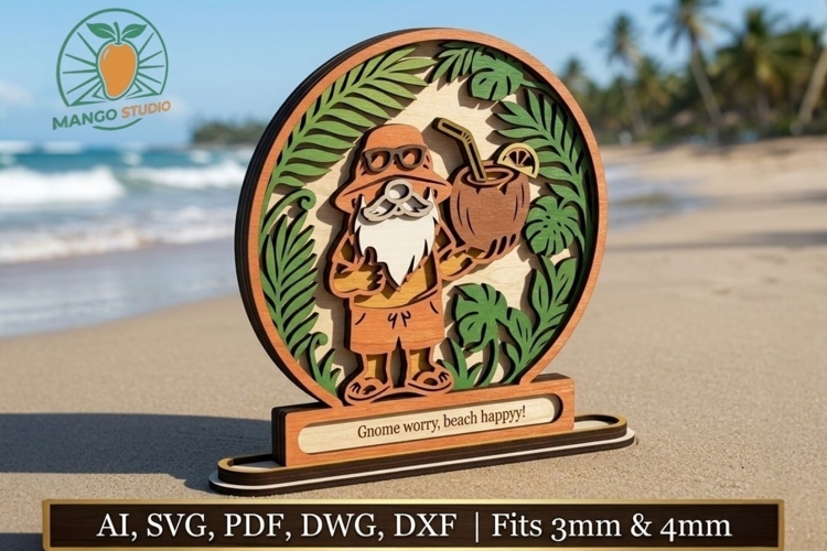 Summer Gnome 3D Layered Laser Cut File
