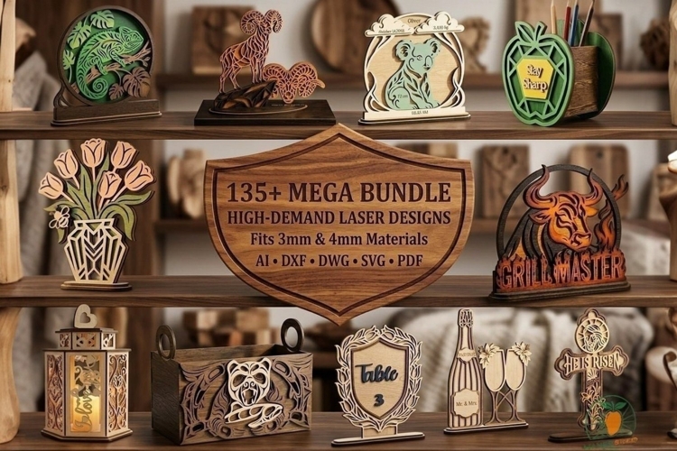 135 Mega Laser Cut Vector Files Bundle