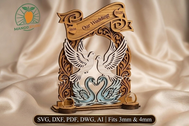 3D Wedding Ring Holder Laser Cut