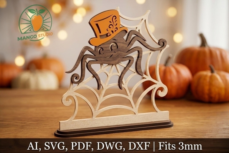 3D Halloween Spider Stand Laser Cut File