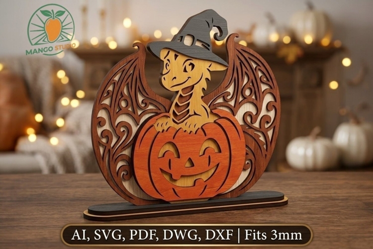 Halloween Dragon 3D Laser Cut File 3mm