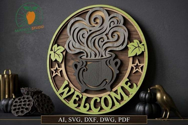 3D Halloween Welcome Sign Laser SVG