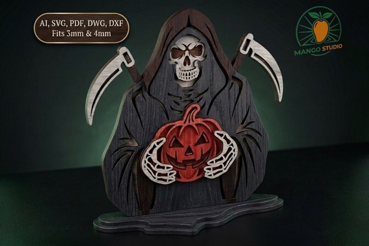 Grim Reaper Halloween 3D Laser Cut File