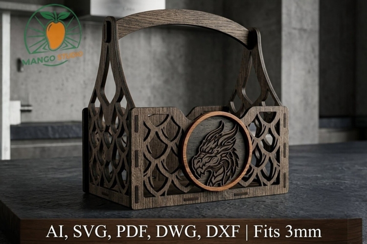 3D Dragon Scale_BeerCaddy_LaserCut-Pack