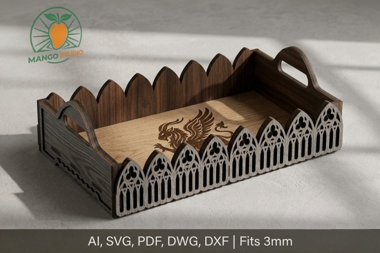 Gothic Valet Tray Laser Cut Vector