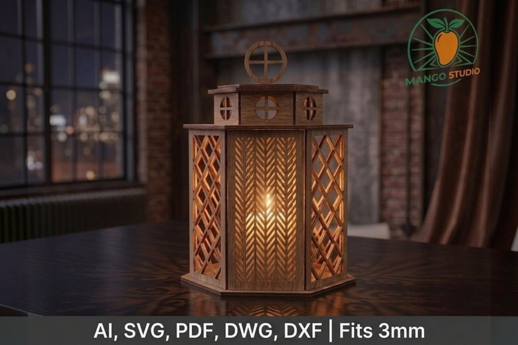 Geometric Wooden Lantern Design 3S1