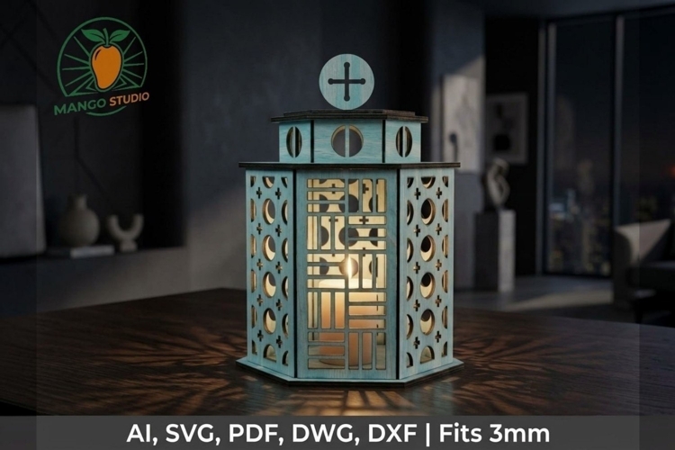 Circle Lattice Wooden Lantern 3S3