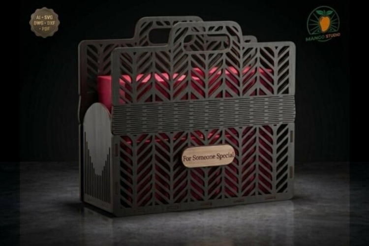 Elegant Chevron Laser Cut Gift Basket Planter SVG DXF AI PDF