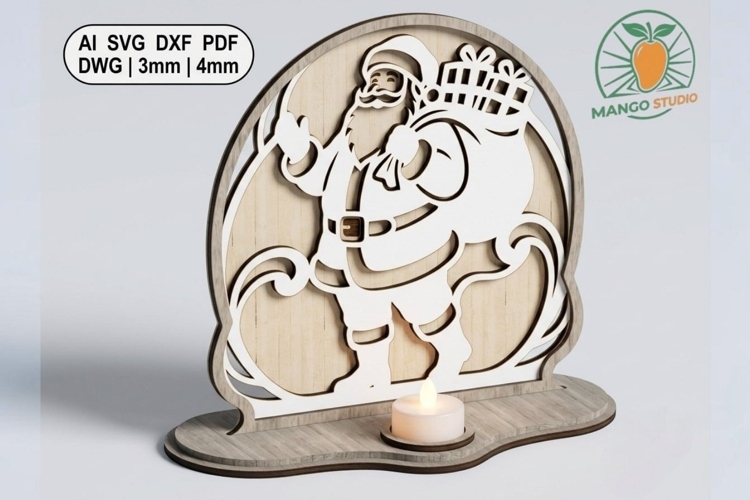 3D Santa Christmas Candle Holder SVG