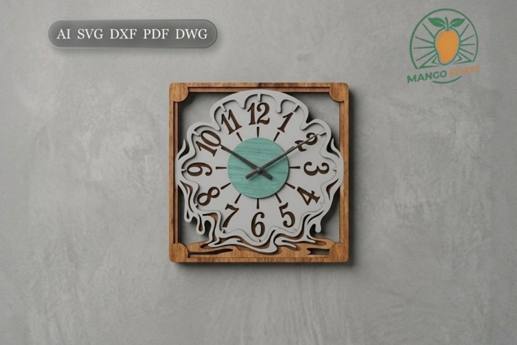 Melting Wooden Clock Laser Cut File