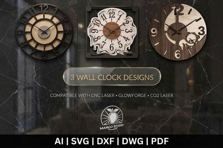 3 Wall Clock Designs for Laser Cutting
