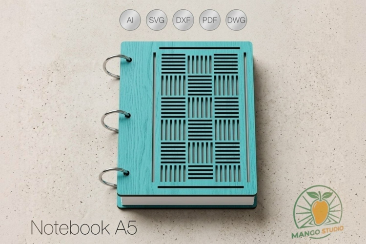 A5 Wooden Notebook Cover Laser Cut File