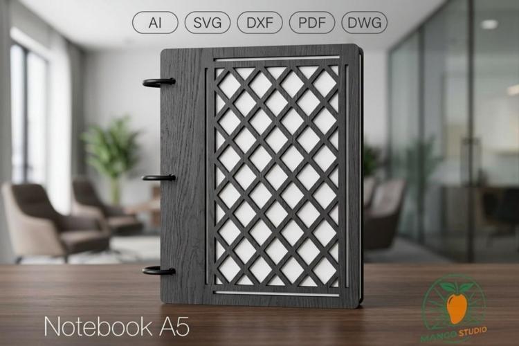 Laser Cut A5 Notebook Cover Design S3