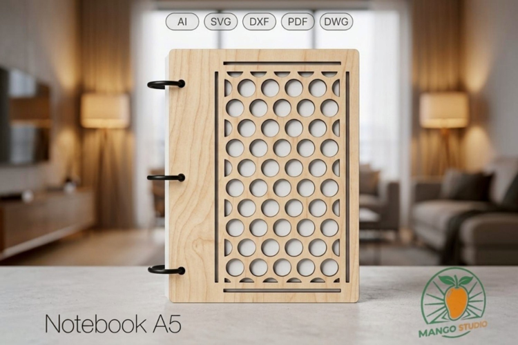 Laser Cut A5 Circles Notebook Cover S4