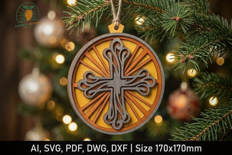 3D Sunburst Cross Laser Cut File