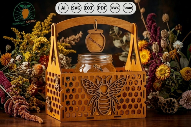 3D Honeycomb Bee Gift Box Laser Cut SVG