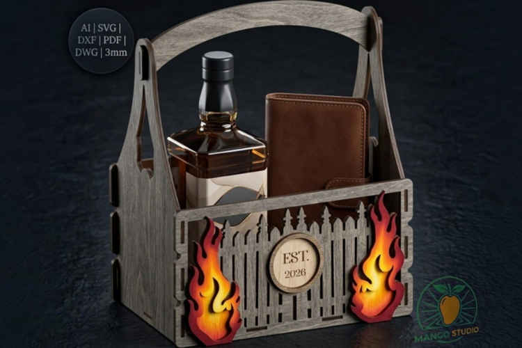 Fire Flame Wooden Gift Box Laser Cut SVG