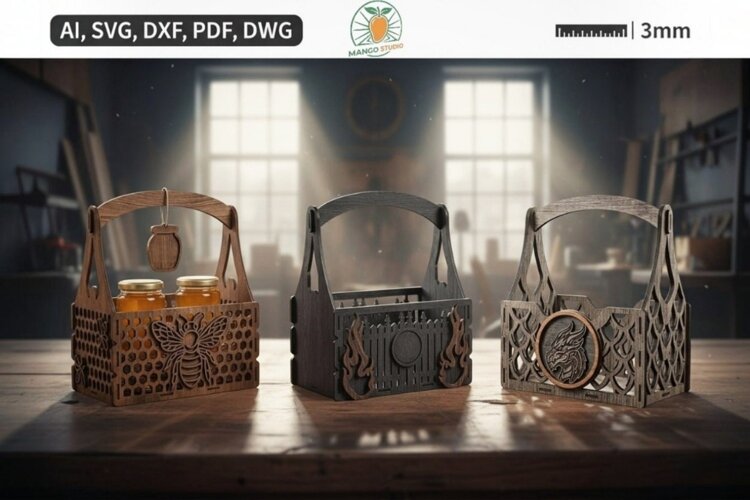 Premium 3D Layered Wooden Caddy boxes example image 1