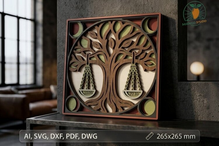 3D Layered Libra Zodiac Sign SVG example image 1