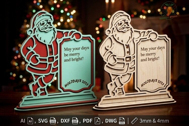 Santa Claus Table Sign Laser Cut File example image 1