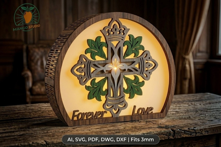 Gothic Cross Layered Lantern 3mm Laser