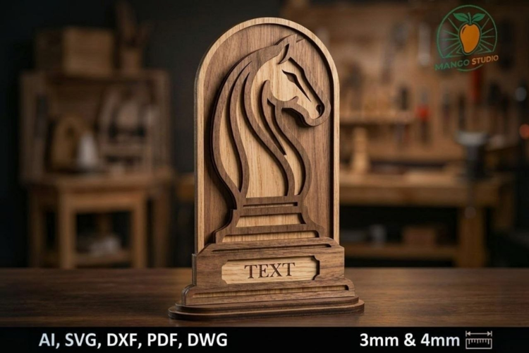 Chess Knight Wooden Trophy Laser Cut File