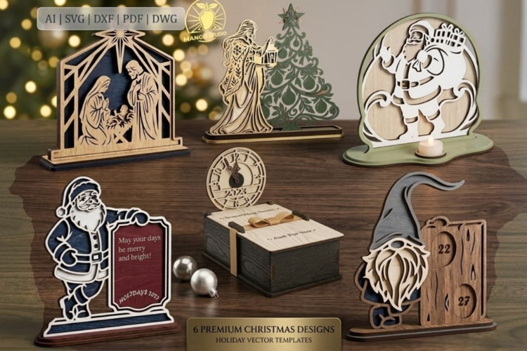 6 Christmas Designs Laser Cut Files
