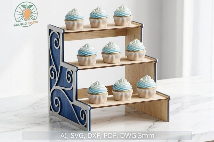 3-Tier Cupcake Stand Laser Cut 3mm example image 1