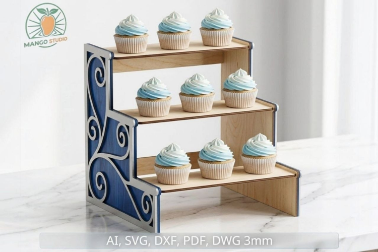 3-Tier Cupcake Stand Laser Cut 3mm