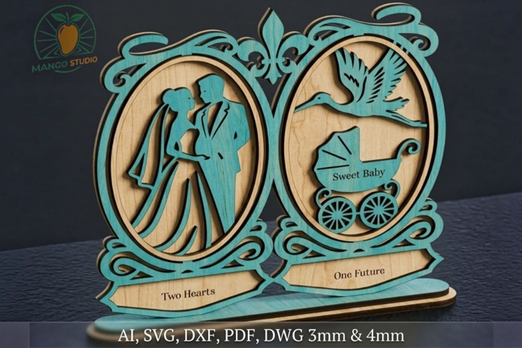 Wooden Family Stand Laser Cut Vector