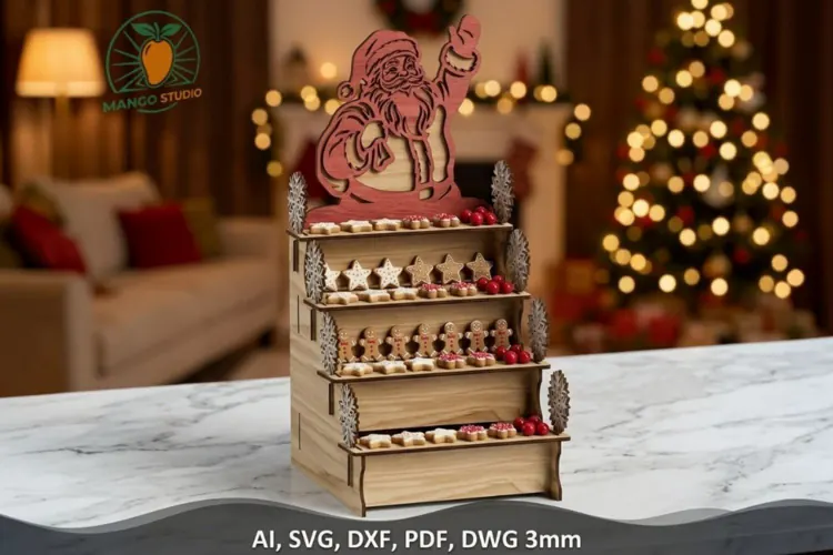 3D Christmas Santa Display Stand SVG 3mm