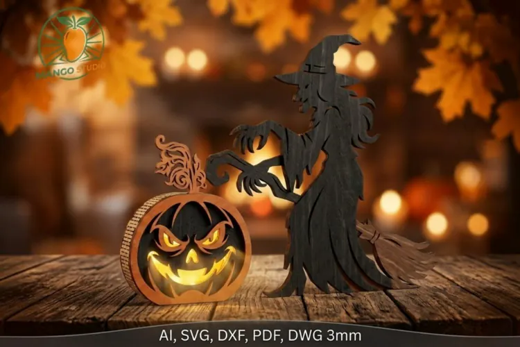 3D Halloween Witch Pumpkin SVG 3mm