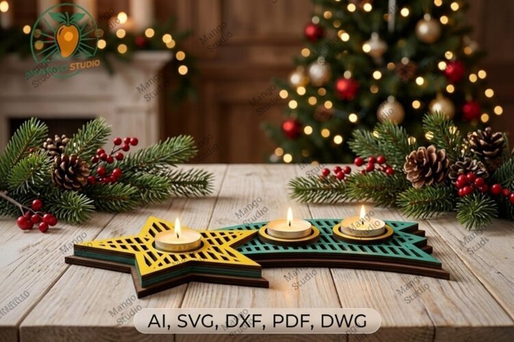 3D Layered Shooting Star Tealight Holder example image 1