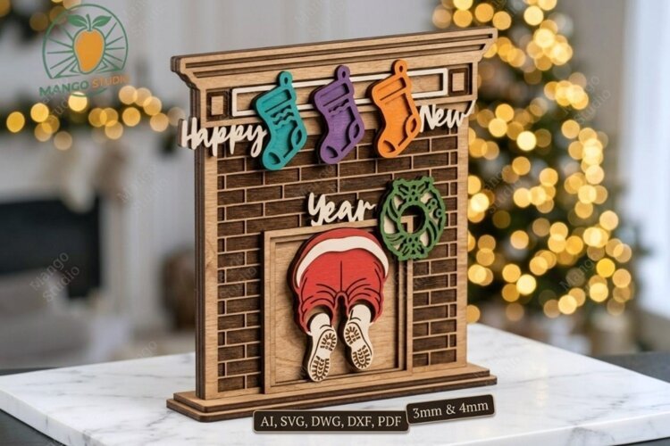 Funny Santa Stuck in Fireplace 3D Stand example image 1