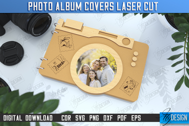 Photo Album Cover Laser Cut |Camera Shape|Wooden Photo Album
